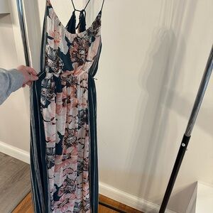Floral Maxi Dress in Pink and Blue
